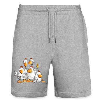 Lustige Hühner Für Huhn Liebhaber - Stanley/Stella Unisex Bio Joggingshorts Trainer  - Grau meliert - Vorne - Nik (191cm) & Marisol (170cm)