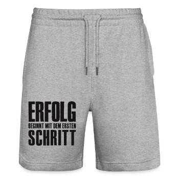 Erfolg Spruch für Gründer Unternehmer Startup - Stanley/Stella Unisex Bio Joggingshorts Trainer  - Grau meliert - Vorne - Nik (191cm) & Marisol (170cm)