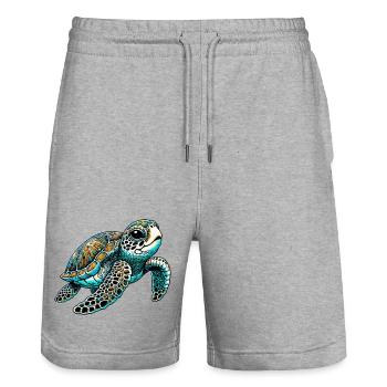 Turtle - Stanley/Stella Trainer Unisex Organic Jogging Shorts - heather grey - Front - Nik (191cm) & Marisol (170cm)