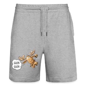 Guck Guck Elch Tiermotiv Skandinavien Elche - Stanley/Stella Unisex Bio Joggingshorts Trainer  - Grau meliert - Vorne - Nik (191cm) & Marisol (170cm)