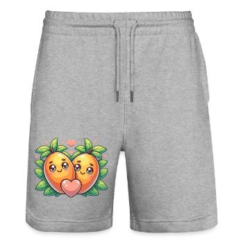 Süßes Mango Design - Paar Geschenk - Stanley/Stella Unisex Bio Joggingshorts Trainer  - Grau meliert - Vorne - Nik (191cm) & Marisol (170cm)