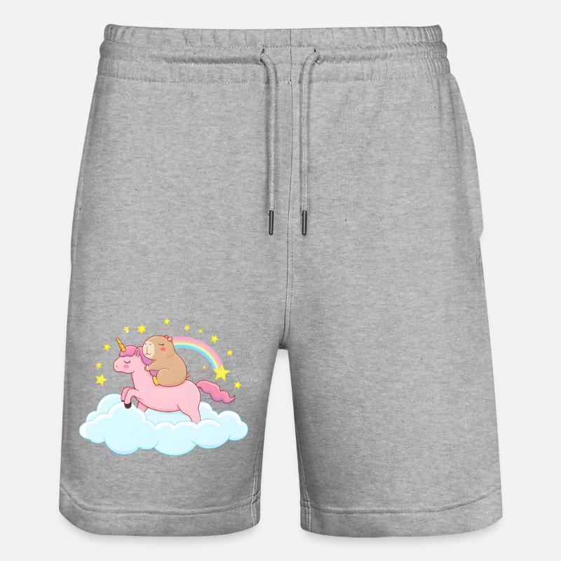 Capibara e unicorno: un viaggio da sogno - Pantaloncini da jogger ecologici unisex Trainer di Stanley/Stella - grigio melange