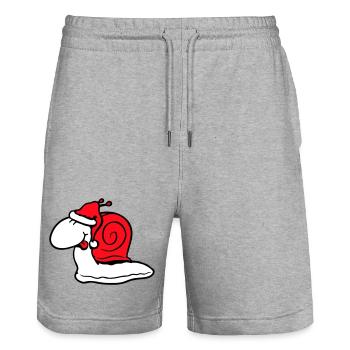 Snail Santa Claus Christmas Hat Gift - Stanley/Stella Trainer Unisex Organic Jogging Shorts - heather grey - Front - Nik (191cm) & Marisol (170cm)