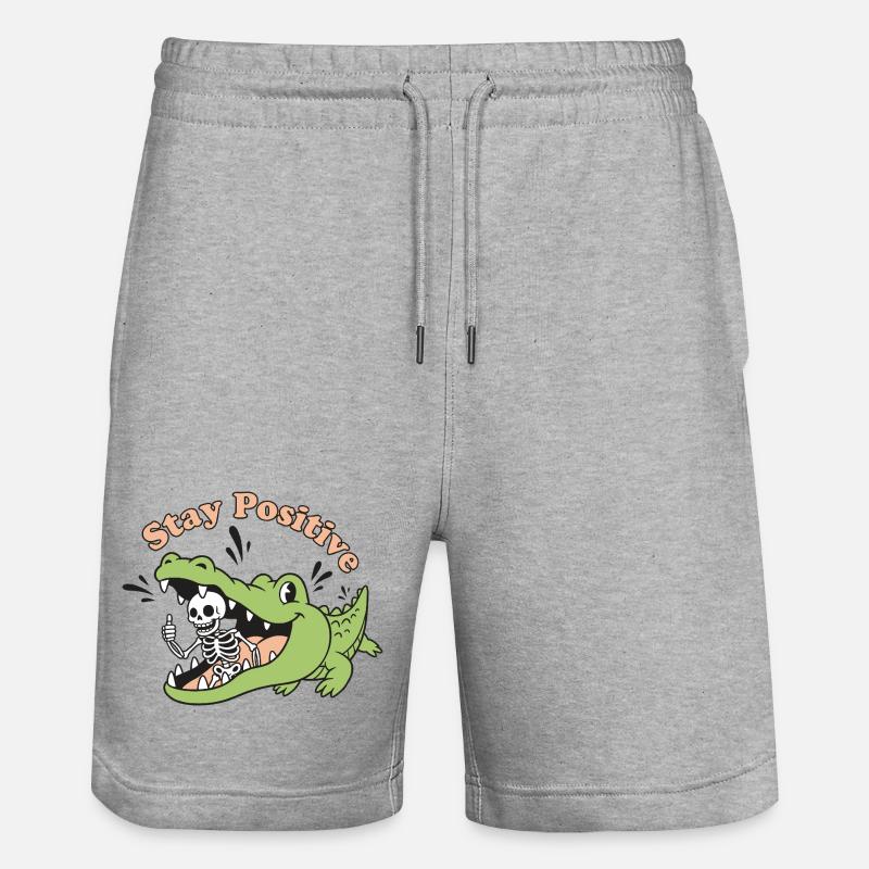 Crocodile vivant et motif squelette - Short de jogging bio TRAINER Stanley/Stella unisexe - gris chiné