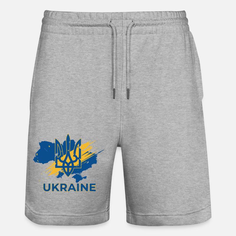 Impression du logo Trident Wave Ukraine - Short de jogging bio TRAINER Stanley/Stella unisexe - gris chiné