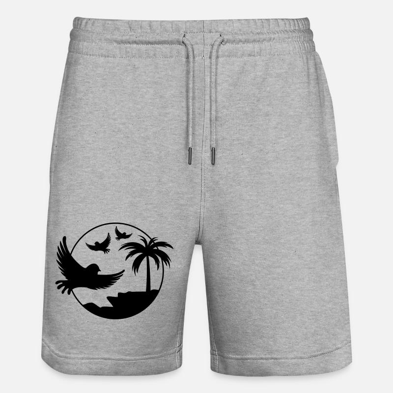 Oiseaux de l’île paradisiaque - Short de jogging bio TRAINER Stanley/Stella unisexe - gris chiné