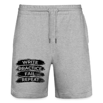 Motivierendes Trompeten Zitat - Stanley/Stella Unisex Bio Joggingshorts Trainer  - Grau meliert - Vorne - Nik (191cm) & Marisol (170cm)