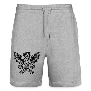 Medieval Coat of Arms Dragon Heraldry symbol_2 - Stanley/Stella Trainer Unisex Organic Jogging Shorts - heather grey - Front - Nik (191cm) & Marisol (170cm)
