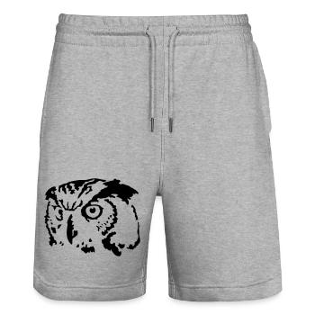 Eule - Stanley/Stella Unisex Bio Joggingshorts Trainer  - Grau meliert - Vorne - Nik (191cm) & Marisol (170cm)