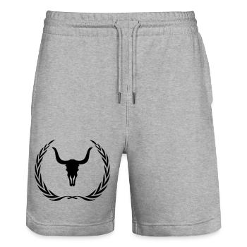 Couronne de squelette de taureau - Short de jogging bio TRAINER Stanley/Stella unisexe - gris chiné - Devant - Nik (191cm) & Marisol (170cm)