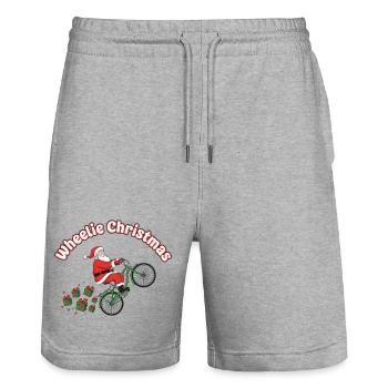 Wheelie Santa Weihnachtsfahrt - Stanley/Stella Unisex Bio Joggingshorts Trainer  - Grau meliert - Vorne - Nik (191cm) & Marisol (170cm)