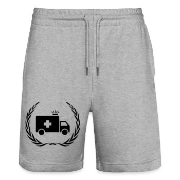 Ambulance Ambulance Wreath - Stanley/Stella Trainer Unisex Organic Jogging Shorts - heather grey - Front - Nik (191cm) & Marisol (170cm)