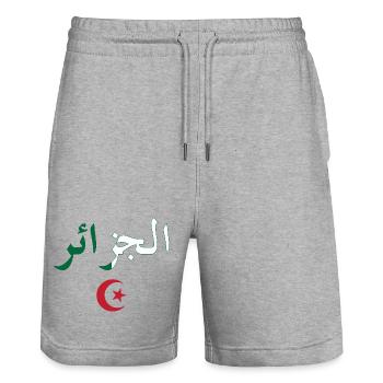 Algeria BZ Flag - Stanley/Stella Trainer Unisex Organic Jogging Shorts - heather grey - Front - Nik (191cm) & Marisol (170cm)