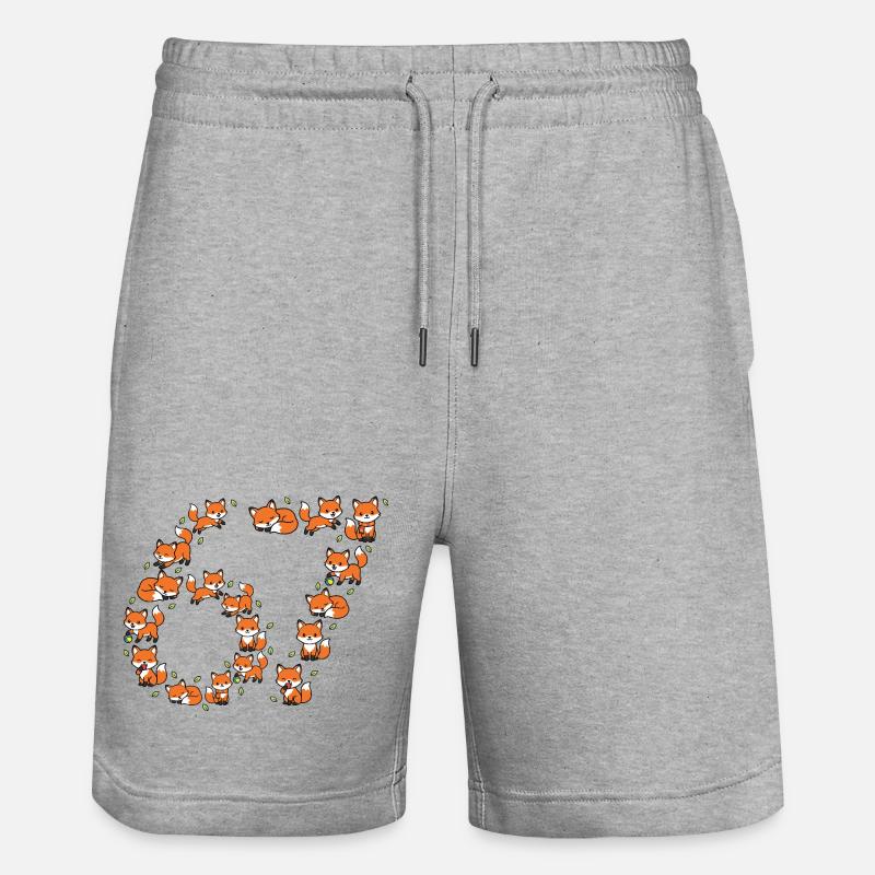 Fox Ring Pattern 67 Meme - Stanley/Stella Trainer Unisex Organic Jogging Shorts - heather grey
