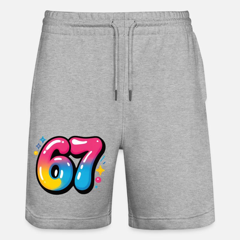 67 bunt sechs sieben bunte Luftballons - Stanley/Stella Unisex Bio Joggingshorts Trainer  - Grau meliert
