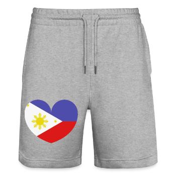 Drapeau du cœur des Philippines - Short de jogging bio TRAINER Stanley/Stella unisexe - gris chiné - Devant - Nik (191cm) & Marisol (170cm)