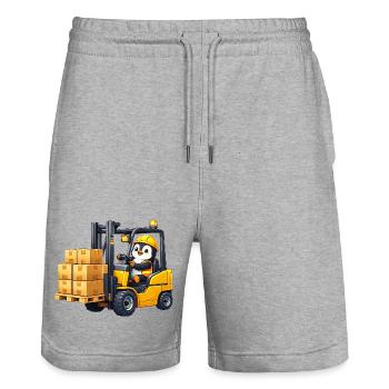 Süßer Pinguin Cartoon Staplerfahrer Lagerhalle - Stanley/Stella Unisex Bio Joggingshorts Trainer  - Grau meliert - Vorne - Nik (191cm) & Marisol (170cm)