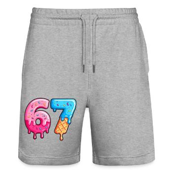 Figures Sweet 6-7 Dessert-Schrift - Stanley/Stella Unisex Bio Joggingshorts Trainer  - Grau meliert - Vorne - Nik (191cm) & Marisol (170cm)