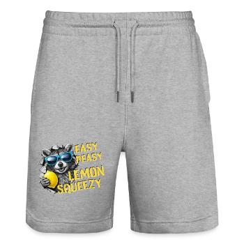 Easy Peasy Lemon Squeezy – Summer Raccoon - Stanley/Stella Trainer Unisex Organic Jogging Shorts - heather grey - Front - Nik (191cm) & Marisol (170cm)