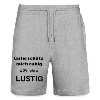 Underestimate me, it's going to be fun! - Stanley/Stella Trainer Unisex Organic Jogging Shorts - heather grey - Front - Nik (191cm) & Marisol (170cm)