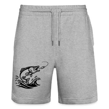 Pike Predator Silhouette - Stanley/Stella Trainer Unisex Organic Jogging Shorts - heather grey - Front - Nik (191cm) & Marisol (170cm)