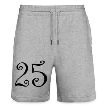 25. 25 YEARS. 25th ANNIVERSARY. 25 YEARS ANNIVERSARY. - Stanley/Stella Trainer Unisex Organic Jogging Shorts - heather grey - Front - Nik (191cm) & Marisol (170cm)