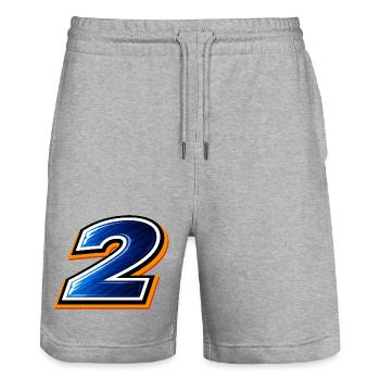 Number 2 Football Shirt Tournament 2026 Design - Stanley/Stella Trainer Unisex Organic Jogging Shorts - heather grey - Front - Nik (191cm) & Marisol (170cm)