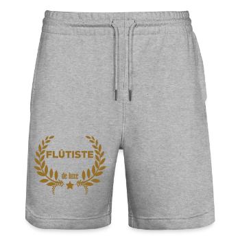Flûtiste de luxe musicien professionnel - Short de jogging bio TRAINER Stanley/Stella unisexe - gris chiné - Devant - Nik (191cm) & Marisol (170cm)