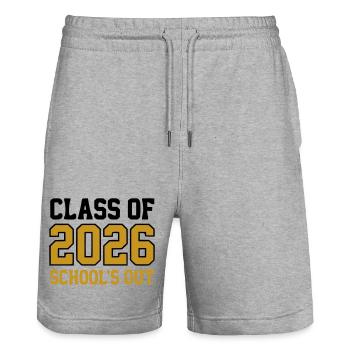 Class of 2026 Schools Out Logo - Stanley/Stella Unisex Bio Joggingshorts Trainer  - Grau meliert - Vorne - Nik (191cm) & Marisol (170cm)