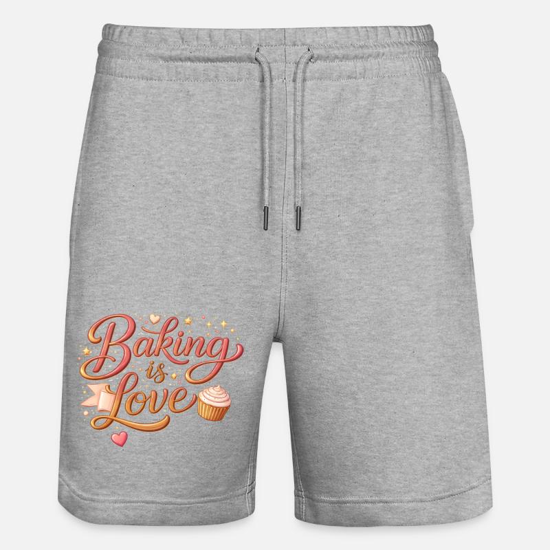 Baking is Love Backen Spruch Design - Stanley/Stella Unisex Bio Joggingshorts Trainer  - Grau meliert
