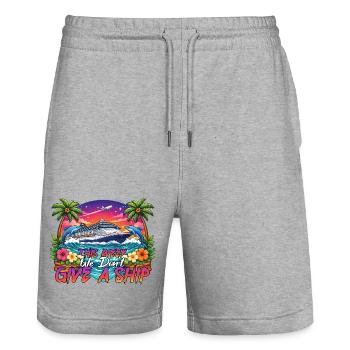 Familienurlaub auf Kreuzfahrt Wir geben kein Schiff - Stanley/Stella Unisex Bio Joggingshorts Trainer  - Grau meliert - Vorne - Nik (191cm) & Marisol (170cm)