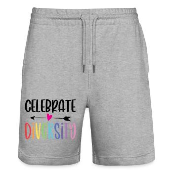 LGBT-Pride-Monat – Vielfalt feiern - Stanley/Stella Unisex Bio Joggingshorts Trainer  - Grau meliert - Vorne - Nik (191cm) & Marisol (170cm)