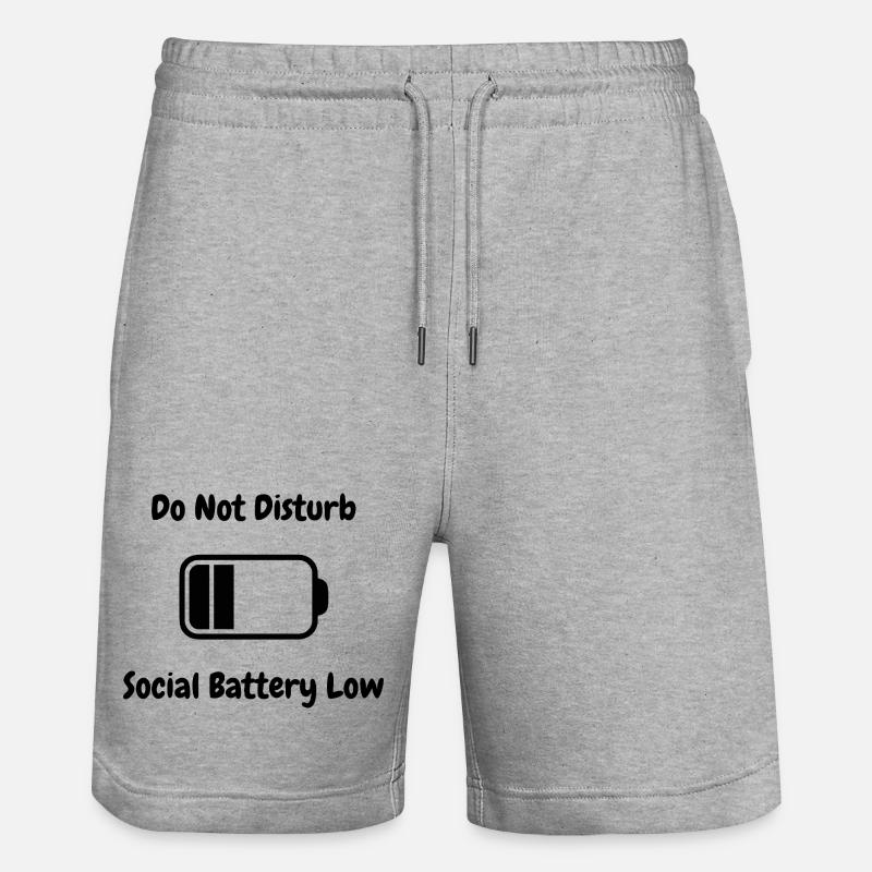 Ne pas déranger – Batterie sociale faible - Short de jogging bio TRAINER Stanley/Stella unisexe - gris chiné