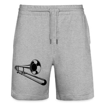 trombone - Stanley/Stella Trainer Unisex Organic Jogging Shorts - heather grey - Front - Nik (191cm) & Marisol (170cm)