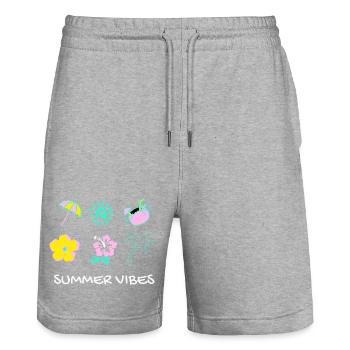 Vibes Été Pastel: Palmiers et Fleur - Short de jogging bio TRAINER Stanley/Stella unisexe - gris chiné - Devant - Nik (191cm) & Marisol (170cm)