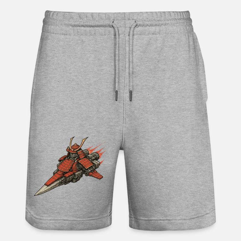 Samurai Raumschiff - Stanley/Stella Unisex Bio Joggingshorts Trainer - Grau meliert