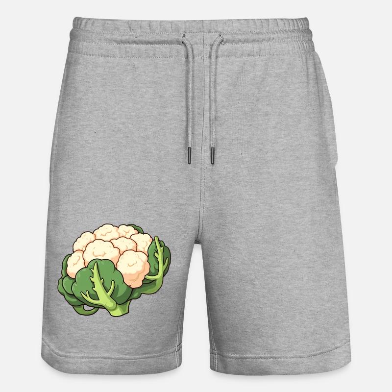 cauliflower - Stanley/Stella Trainer Unisex Organic Jogging Shorts - heather grey