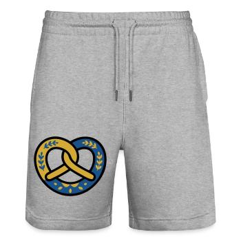 Pretzel Diamond Pattern Bavaria Volksfest Munich - Stanley/Stella Trainer Unisex Organic Jogging Shorts - heather grey - Front - Nik (191cm) & Marisol (170cm)