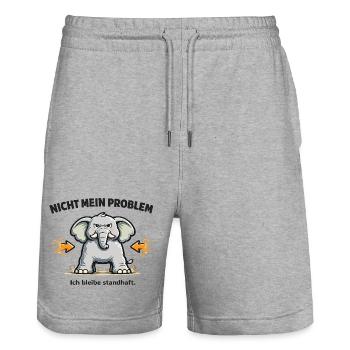 Nicht mein Problem – standhafter Elefant - Stanley/Stella Unisex Bio Joggingshorts Trainer  - Grau meliert - Vorne - Nik (191cm) & Marisol (170cm)