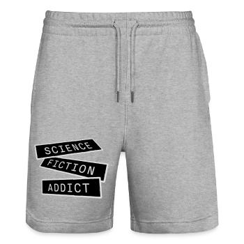 Science Fiction Addict Sci Fi Lover Quote Text - Stanley/Stella Trainer Unisex Organic Jogging Shorts - heather grey - Front - Nik (191cm) & Marisol (170cm)