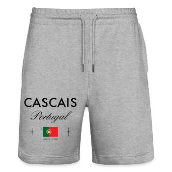 Cascais Portugal Coordinates Travel Souvenir - Stanley/Stella Trainer Unisex Organic Jogging Shorts - heather grey - Front - Nik (191cm) & Marisol (170cm)