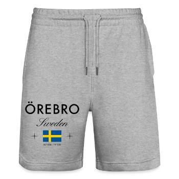 Örebro Schweden Koordinaten Reise Souvenir - Stanley/Stella Unisex Bio Joggingshorts Trainer  - Grau meliert - Vorne - Nik (191cm) & Marisol (170cm)