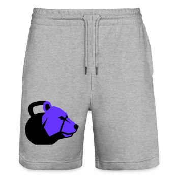 Kettlebell Bear Bear Dynamic Fitness - Stanley/Stella Trainer Unisex Organic Jogging Shorts - heather grey - Front - Nik (191cm) & Marisol (170cm)
