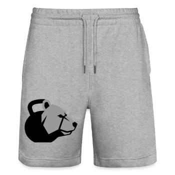 dynamic bear head with kettlebell - Stanley/Stella Trainer Unisex Organic Jogging Shorts - heather grey - Front - Nik (191cm) & Marisol (170cm)