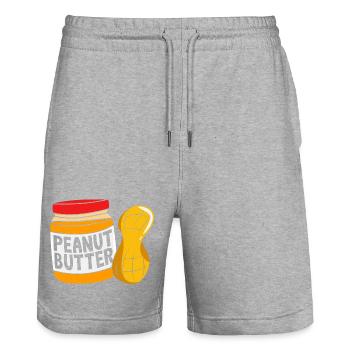 Peanut butter - Stanley/Stella Trainer Unisex Organic Jogging Shorts - heather grey - Front - Nik (191cm) & Marisol (170cm)