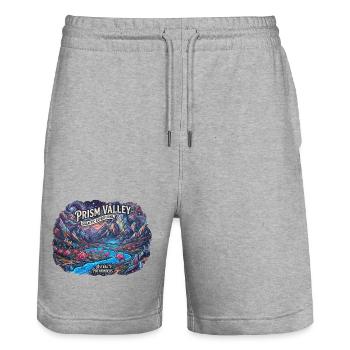 Crystal Valley and Space Flamingos - Stanley/Stella Trainer Unisex Organic Jogging Shorts - heather grey - Front - Nik (191cm) & Marisol (170cm)