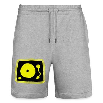 Record player - Stanley/Stella Trainer Unisex Organic Jogging Shorts - heather grey - Front - Nik (191cm) & Marisol (170cm)