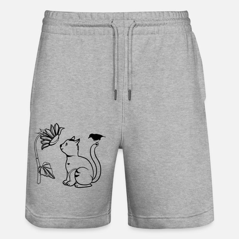 Oiseau fleur de chat - Short de jogging bio TRAINER Stanley/Stella unisexe - gris chiné