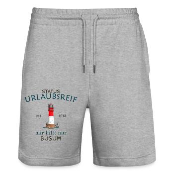 Büsum, Urlaubsreif, Leuchtturm, Deutschland - Stanley/Stella Unisex Bio Joggingshorts Trainer  - Grau meliert - Vorne - Nik (191cm) & Marisol (170cm)