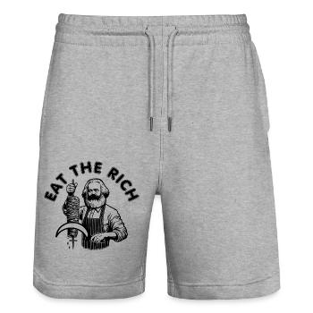 Eat the rich - Karl Marx Eat Doner Kebab Rich - Short de jogging bio TRAINER Stanley/Stella unisexe - gris chiné - Devant - Nik (191cm) & Marisol (170cm)